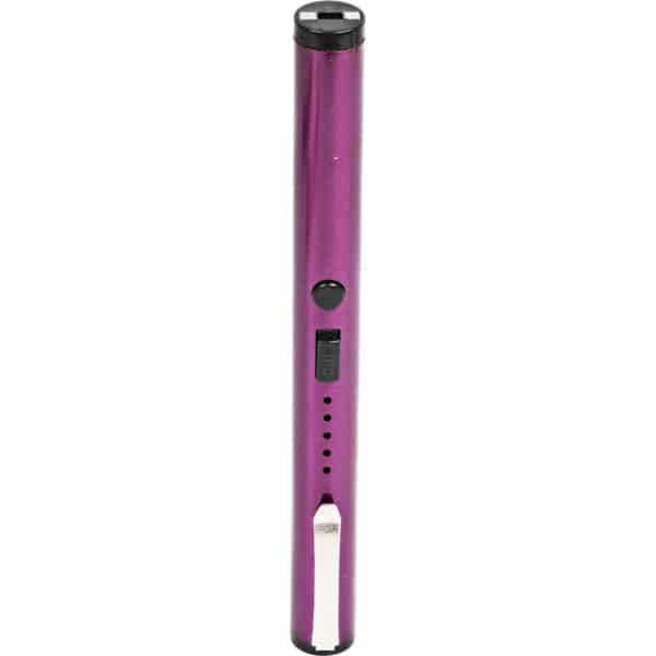 Purple rechargeable electric candle lighter with adjustable flame, ideal for home use and outdoor activities.