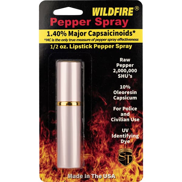 Lipstick Pepper Spray for Police and Civilian Use, 2,000,000 SHUs, USA-Made, UV Identifying Dye - Wildfire Brand.