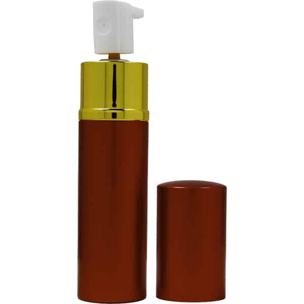 Brown and gold pump bottle with cap for skincare or cosmetic products.